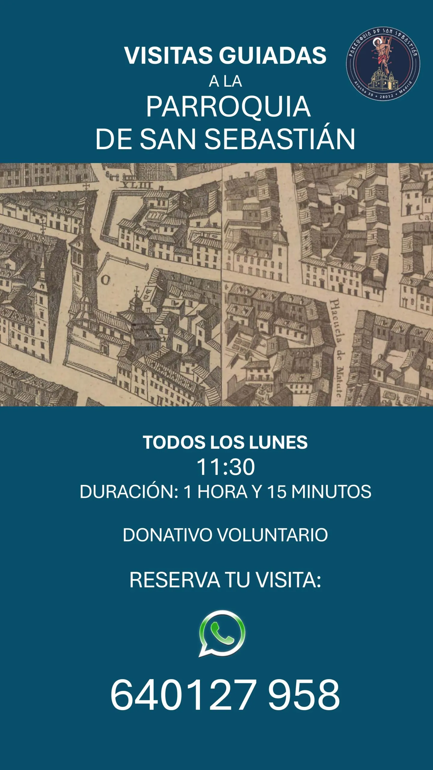 Cartel de las visitas guiadas a la parroquia de San Sebastián